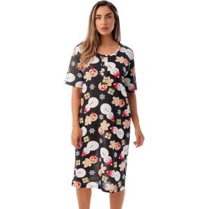 Just Love Short Sleeve Nightgown Sleep Dress for Women(Black – Holiday Mixed)