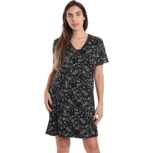 Just Love Short Sleeve Tie Dye Nightgown for Women(Bandana Black)