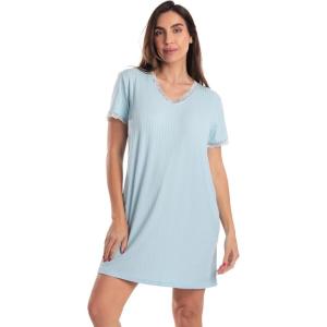 Just Love Short Sleeve Tie Dye Nightgown for Women(Solid Blue)