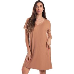 Just Love Short Sleeve Tie Dye Nightgown for Women(Solid Camel)