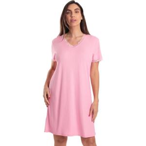 Just Love Short Sleeve Tie Dye Nightgown for Women(Solid Pink)