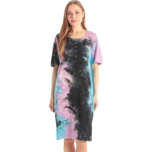 Just Love Short Sleeve Tie Dye Nightgown for Women(Tie Dye Blue Purple Black)