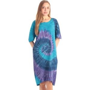Just Love Short Sleeve Tie Dye Nightgown for Women(Tie Dye Blue Purple Swirl)