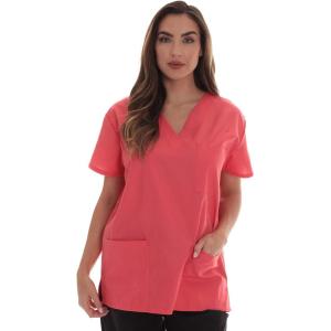 Just Love Solid Scrub Top for Women with Pockets and V-Neck(Coral)