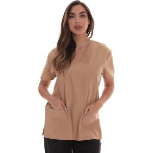 Just Love Solid Scrub Top for Women with Pockets and V-Neck(Khaki)
