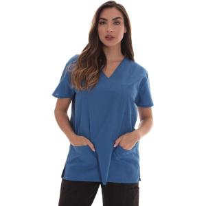 Just Love Solid Scrub Top for Women with Pockets and V-Neck(Royal)
