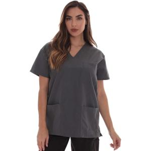 Just Love Solid Scrub Top for Women with Pockets and V-Neck(Steel Grey)
