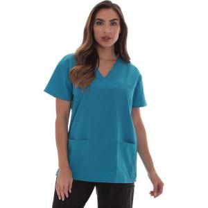 Just Love Solid Scrub Top for Women with Pockets and V-Neck(Teal)