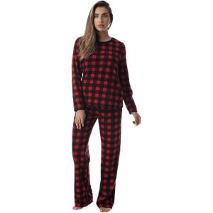 Just Love Thermal Fleece Pajamas for Women(Buffalo Plaid Red Black)