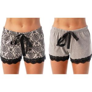 Just Love Womans Shorts(Grey – Black Damask (Pack of 2))