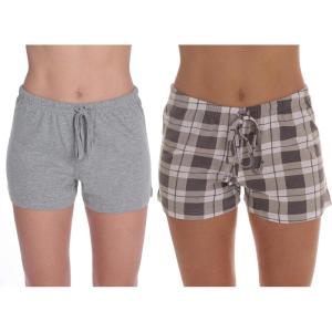 Just Love Womans Shorts(Grey Plaid – Heather Grey (Pack of 2))