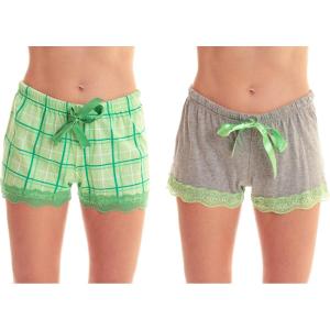 Just Love Womans Shorts(Mint Plaid – Grey Plaid (Pack of 2))