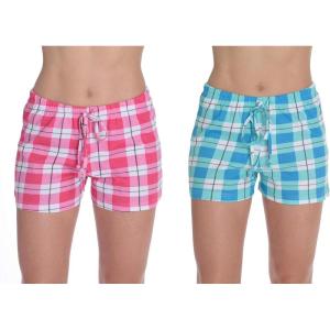 Just Love Womans Shorts(Plaid Blue – Plaid Pink (Pack of 2))