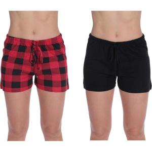 Just Love Womans Shorts(Red Buffalo Plaid – Black (Pack of 2))