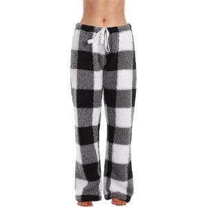Just Love Women’s – Plush Pajama Pants(Big Buffalo Plaid – White)