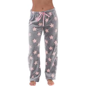 Just Love Women’s – Plush Pajama Pants(Embossed Star – Grey)