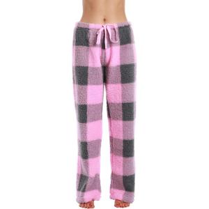 Just Love Women’s Plush Pajama Pants(Big Plaid – Pink)