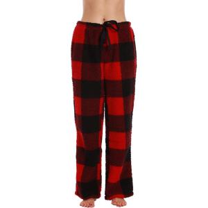 Just Love Women’s Plush Pajama Pants(Big Plaid – Red)