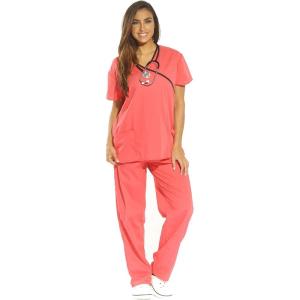 Just Love Women’s Scrub Sets(Coral With Black Trim)