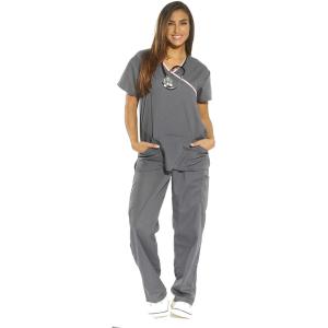 Just Love Women’s Scrub Sets(Gray With Pink Trim)
