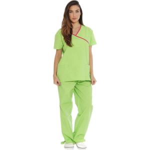 Just Love Women’s Scrub Sets(Green Apple With Fuchsia Trim)
