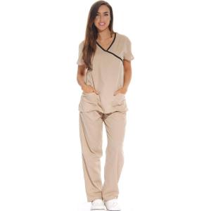 Just Love Women’s Scrub Sets(Khaki With Black Trim)