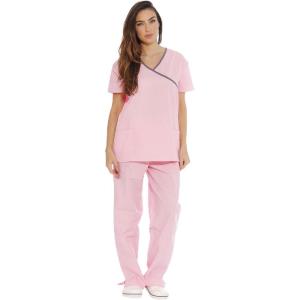 Just Love Women’s Scrub Sets(Light Pink With Steel Grey Trim)