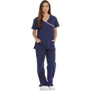 Just Love Women’s Scrub Sets(Navy With Light Pink Trim)
