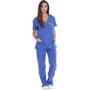 Just Love Women’s Scrub Sets(Royal Blue With Lime Trim)