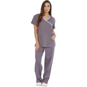 Just Love Women’s Scrub Sets(Steel Grey With Aqua Trim)
