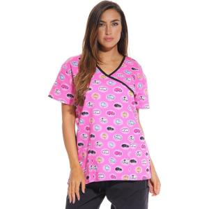 Just Love Women’s Scrub Tops Nursing Scrubs(Pink Cat 2)