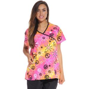 Just Love Women’s Scrub Tops Nursing Scrubs(Pink Peace)