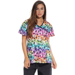 Just Love Women’s Scrub Tops Nursing Scrubs(Rainbow Peace)