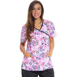 Just Love Women’s Scrub Tops Nursing Scrubs(White Allover)