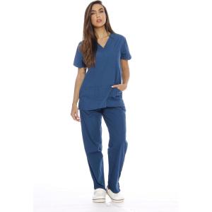 Just Love Women’s Six Pocket Medical Scrubs Set (V-Neck with Cargo Pant)(Carribean Blue)