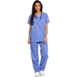 Just Love Women’s Six Pocket Medical Scrubs Set (V-Neck with Cargo Pant)(Ceil)