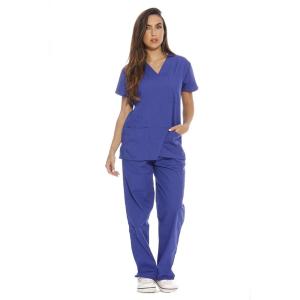 Just Love Women’s Six Pocket Medical Scrubs Set (V-Neck with Cargo Pant)(Galaxy Blue)