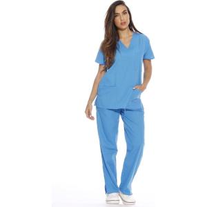 Just Love Women’s Six Pocket Medical Scrubs Set (V-Neck with Cargo Pant)(Malibu Blue)