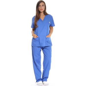 Just Love Women’s Six Pocket Medical Scrubs Set (V-Neck with Cargo Pant)(Royal)