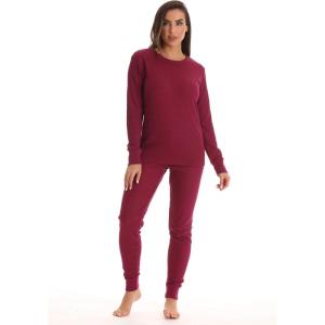 Just Love Women’s Thermal Underwear Pajamas Set(Burgundy)