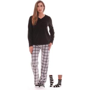 Just Love Womens Ultra-Soft Pajama Pant Set with Matching Socks(Grey Plaid)