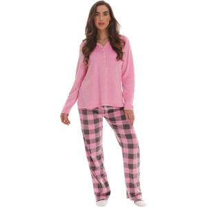Just Love Womens Ultra-Soft Pajama Pant Set with Matching Socks(Pink Charcoal – Buffalo Plaid)