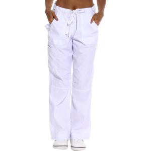 Just Love Womens Utility Solid Scrub Pants(White Utility Pant With Chevron Print Inset)