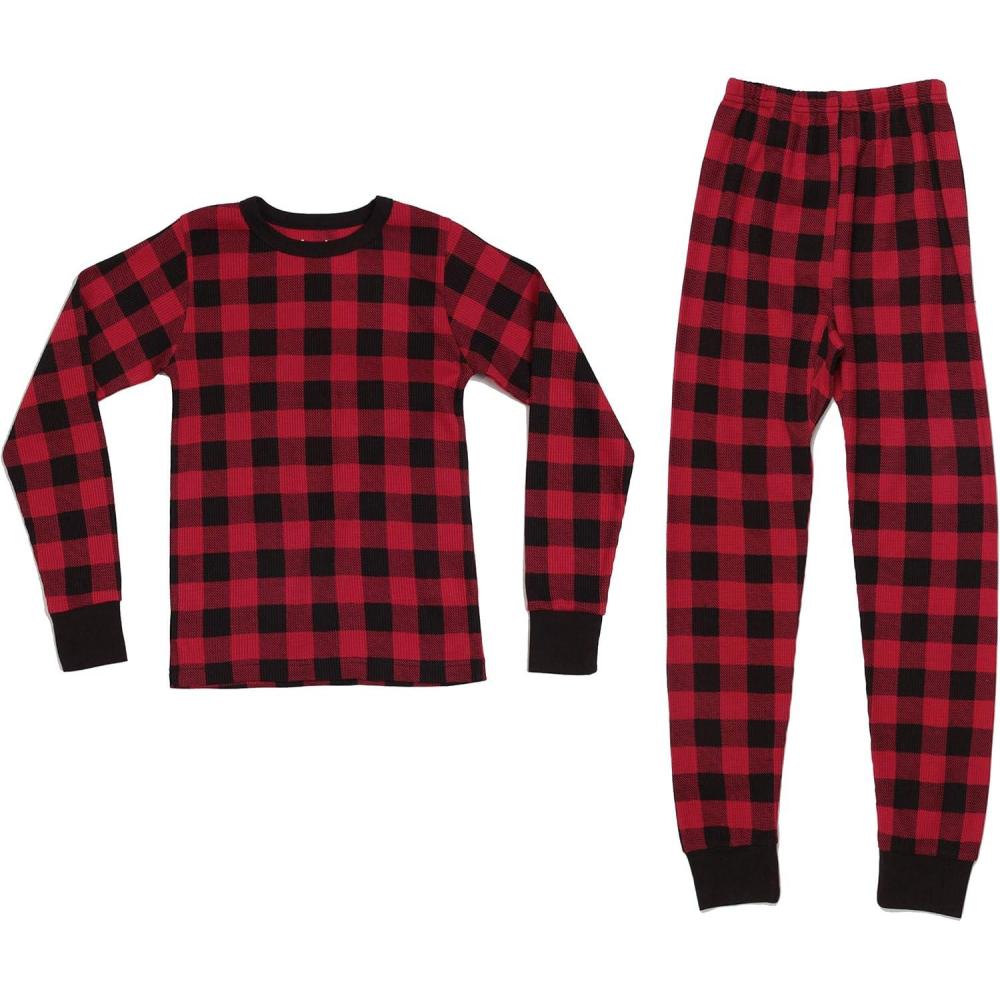 imageJust Love Girls Tie Dye Two Piece Thermal Underwear SetBuffalo Plaid Red