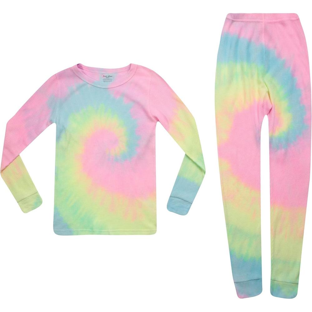 imageJust Love Girls Tie Dye Two Piece Thermal Underwear SetTie Dye Neon Purple