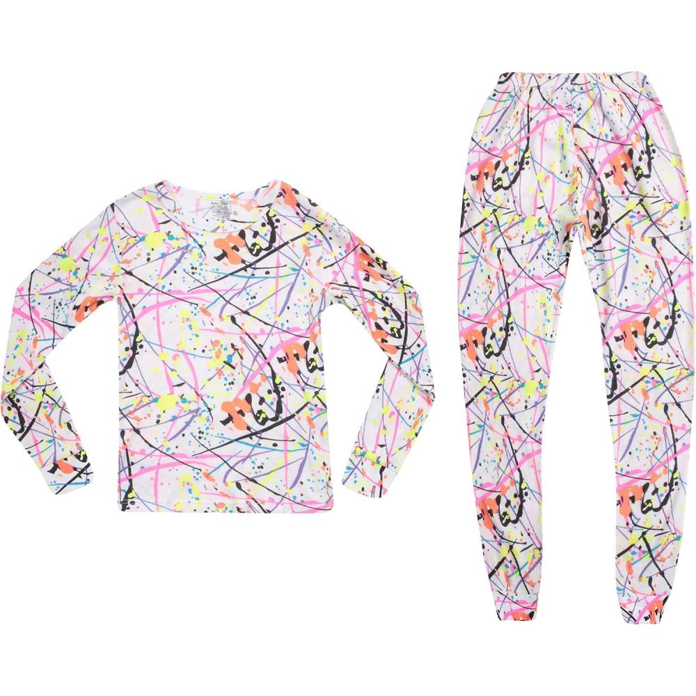 imageJust Love Girls Tie Dye Two Piece Thermal Underwear SetWhite Splatter