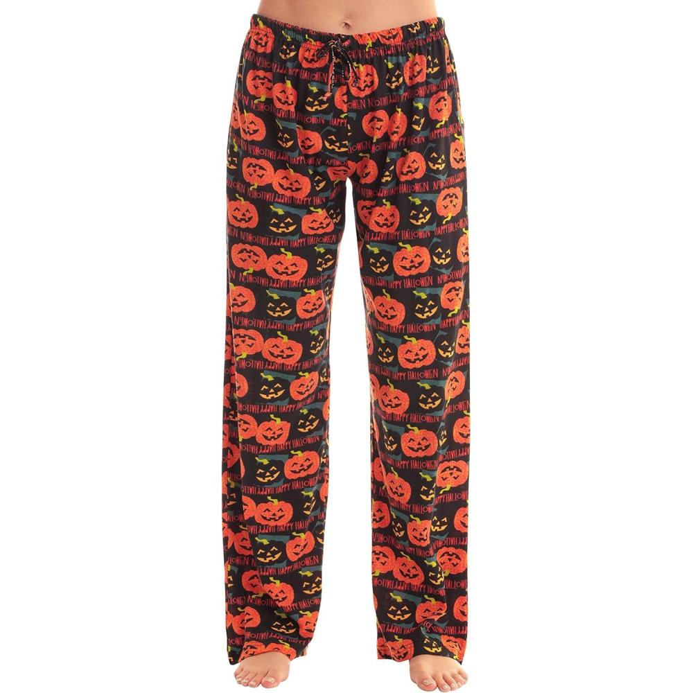 imageJust Love Women Pajama Pants SleepwearBlack Halloween Pumpkins