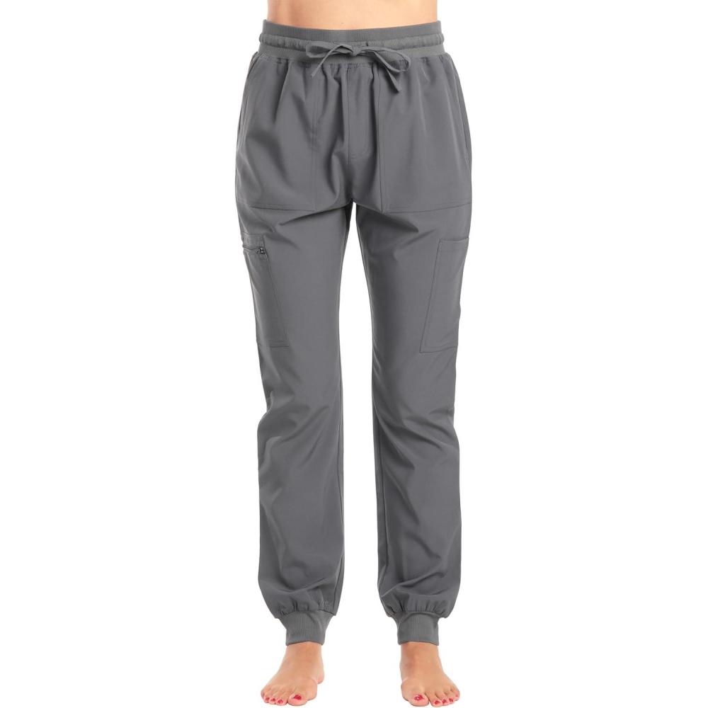 imageJust Love Womens Utility Solid Scrub PantsSteel Gray Stretch Fabric