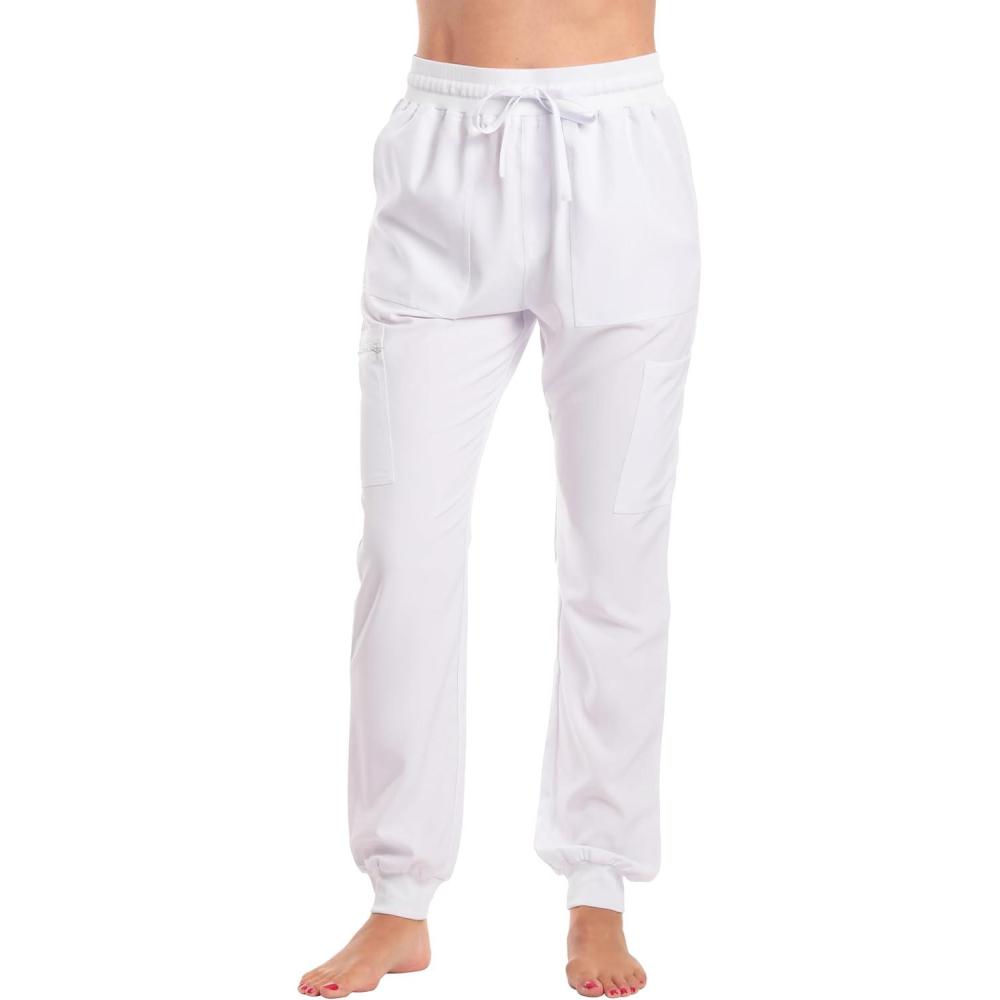 imageJust Love Womens Utility Solid Scrub PantsWhite Stretch Fabric