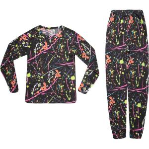 Just Love Girls Tie Dye Two Piece Thermal Underwear Set(Black – Splatter)
